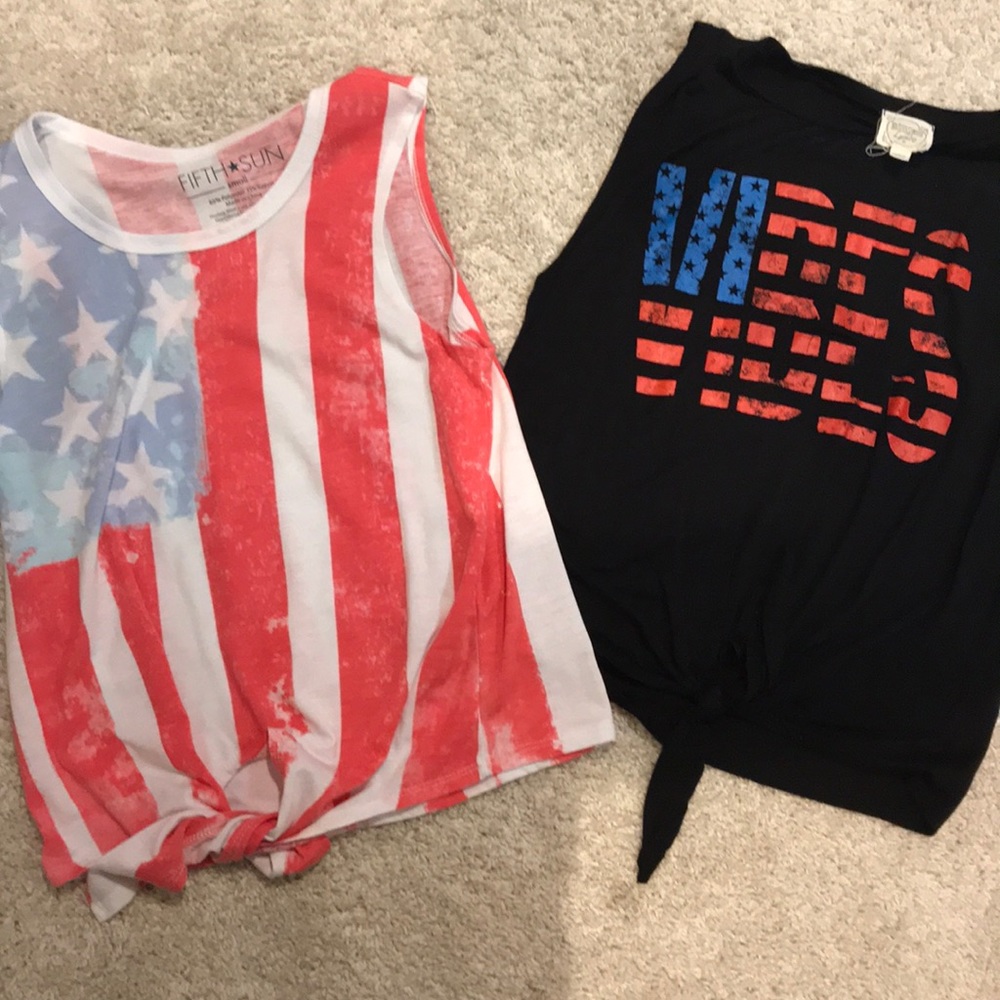 Bottom tie flag shirts